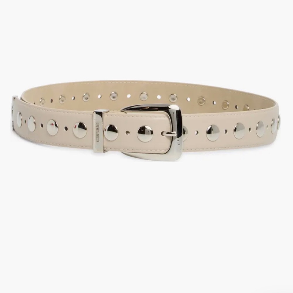 Steve Madden Beige Belt with Silver Accents